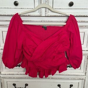 EXPRESS Sweetheart Off Shoulder Peplum Top | Large